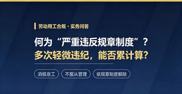 消极怠工、不服从管理，单位能否以严重违反规章制度解除劳动合同？多次轻微违纪能否累计认定？