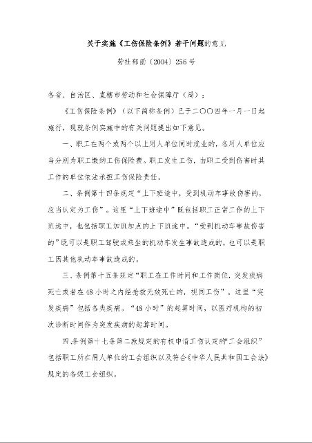 关于实施《工伤保险条例》若干问题的意见